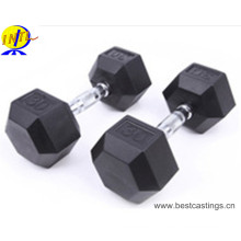 Hot Sale Hexagonal Ferro Fundido Borracha Coberta Dumbbell